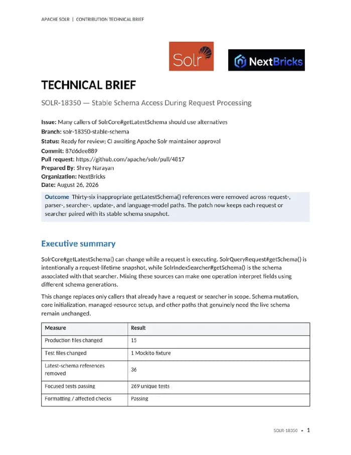 Cover of SOLR-18350 stable schema access